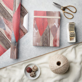 Barnwood Texture Red Leaf Pastel Pattern Cadeaupapier