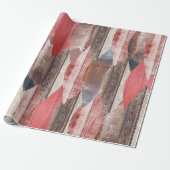 Barnwood Texture Red Leaf Pastel Pattern Cadeaupapier (Uitgerold)