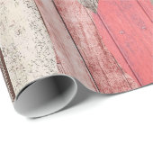 Barnwood Texture Red Leaf Pastel Pattern Cadeaupapier (Rol Hoek)