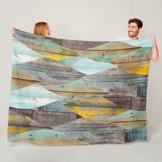 Barnwood Textuur Herfst Pastel Tones Patroon Fleece Deken (In situ)