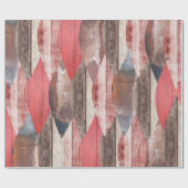 Barnwood Textuur Rode Blad Pastel Patroon Cadeaupapier (Vlak)