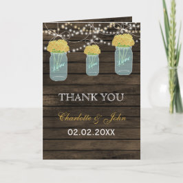Barnwood yellow floral mason jars Bedankt