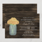 barnwood yellow mason jar Housewarming Invite Kaart (Voorkant / Achterkant)