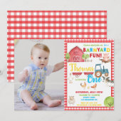 Barnyard 1e verjaardagsfeestje Schattige Boerderij Kaart (Voorkant / Achterkant)