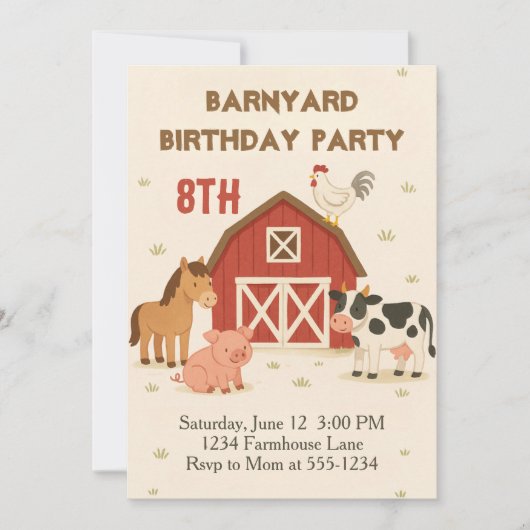 Barnyard Animal Birthday Kaart (Voorkant)