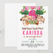 Barnyard Animal Boerderij verjaardagsuitnodiging Kaart (Voorkant / Achterkant)