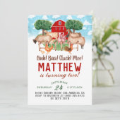 Barnyard Animal Boerderij verjaardagsuitnodiging Kaart (Staand voorkant)