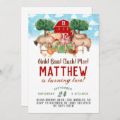 Barnyard Animal Boerderij verjaardagsuitnodiging Kaart (Voorkant / Achterkant)