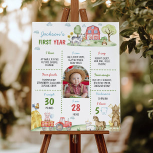 Barnyard Animal Eerste jaar Foto Milestone Poster