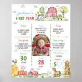 Barnyard Animal Eerste jaar Foto Milestone Poster (Voorkant)