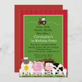 Barnyard Animal Fun Birthday Party Kaart (Voorkant / Achterkant)