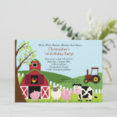 Barnyard Animal Fun Birthday Party Kaart (Staand voorkant)
