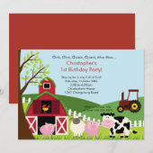 Barnyard Animal Fun Birthday Party Kaart (Voorkant / Achterkant)