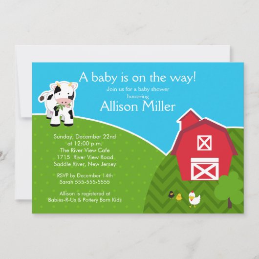 Barnyard Animal Neutral Baby shower Invitation Kaart (Voorkant)