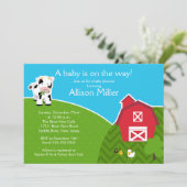 Barnyard Animal Neutral Baby shower Invitation Kaart (Staand voorkant)