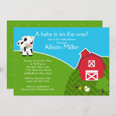 Barnyard Animal Neutral Baby shower Invitation Kaart (Voorkant / Achterkant)