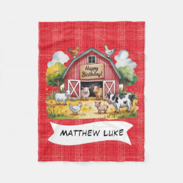 Barnyard Animals 1st. Birthday Party Gift Fleece Deken
