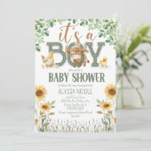 Barnyard Animals Baby Boy Baby shower Kaart (Staand voorkant)