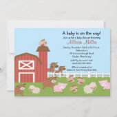 Barnyard Animals Baby Girl Shower Kaart (Voorkant)