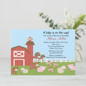 Barnyard Animals Baby Girl Shower Kaart (Staand voorkant)