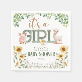 Barnyard Animals Baby Meisje Baby shower Servet