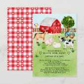 Barnyard Animals Baby shower Boek voor Baby Informatiekaartje (Voorkant / Achterkant)