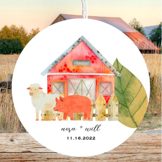 Barnyard Animals - Barn - Baby shower Favor Sticke Ronde Sticker