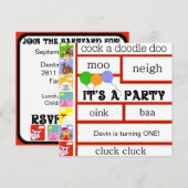 Barnyard Animals Boerderij Cow Pig Birthday Kaart (Voorkant / Achterkant)