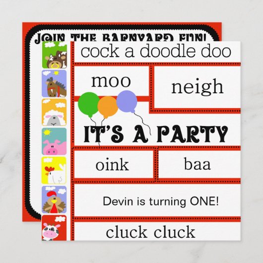 Barnyard Animals Boerderij Cow Pig Birthday Kaart (Voorkant / Achterkant)