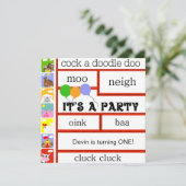 Barnyard Animals Boerderij Cow Pig Birthday Kaart (Staand voorkant)