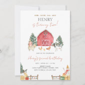 Barnyard Animals Christmas Kids Verjaardagsfeest Kaart (Voorkant)