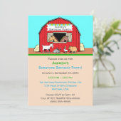 Barnyard Animals die Zoo Birthday Party pingelen Kaart (Staand voorkant)