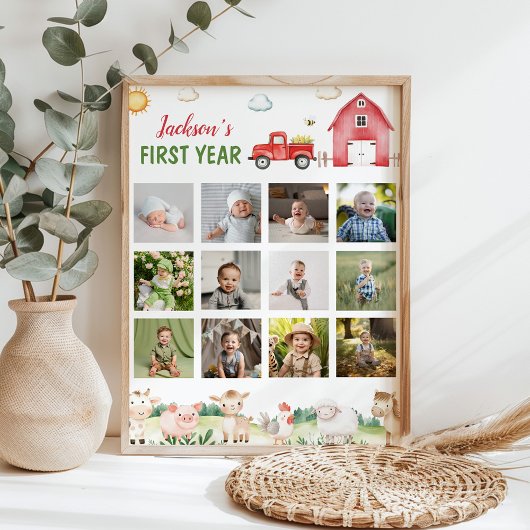 Barnyard Animals eerste jaar foto mijlpaal Poster