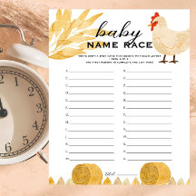 Barnyard Animals - naam Baby shower Race Game