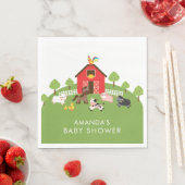 Barnyard Animals Neutral Baby shower Papieren serv Servetten (Insitu)