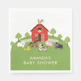 Barnyard Animals Neutral Baby shower Papieren serv Servetten