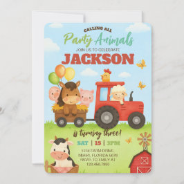 Barnyard Animals Ranch Kids Birthday Kaart