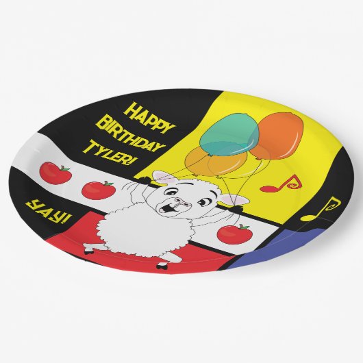 Barnyard Animals Sheep Verjaardagsfeestje Papier B Papieren Bordje (Gekanteld)