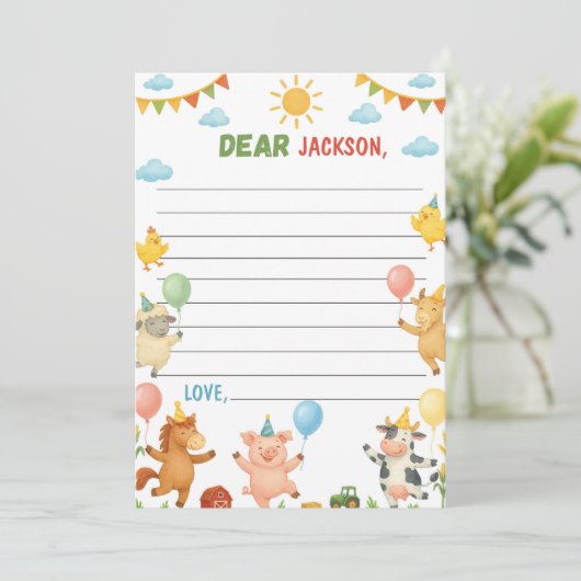 Barnyard Animals Time Capsule Note Message Card Bedankkaart (Staand voorkant)