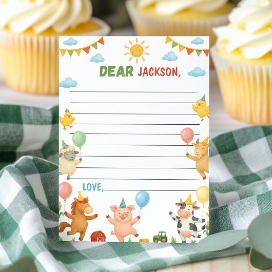 Barnyard Animals Time Capsule Note Message Card Bedankkaart