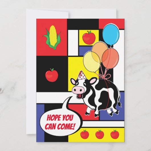 Barnyard Animals verjaardagsfeestje Kaart (Achterkant)