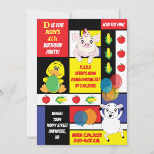 Barnyard Animals verjaardagsfeestje Kaart