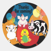 Barnyard Animals verjaardagsfeestje Ronde Sticker (Voorkant)