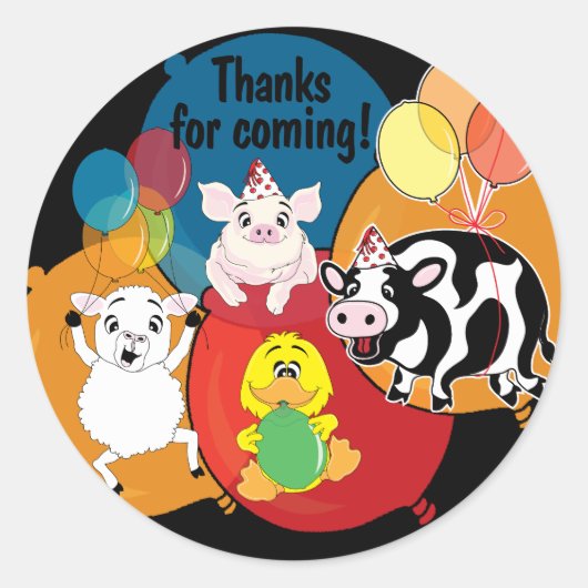 Barnyard Animals verjaardagsfeestje Ronde Sticker (Voorkant)