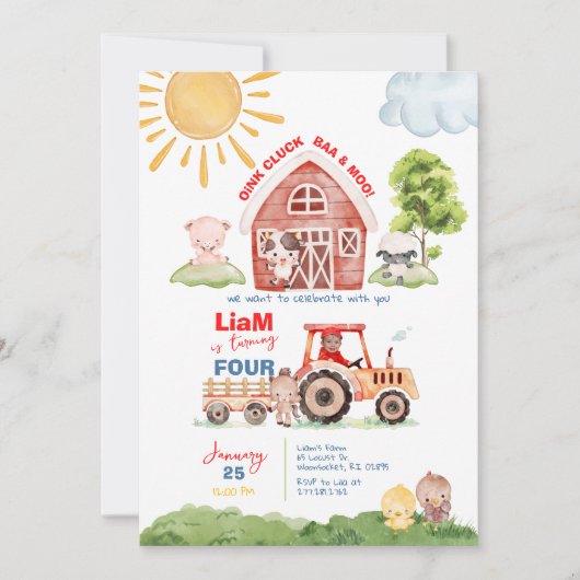 Barnyard Any Age Verjaardag Foto Uitnodiging (Voorkant)