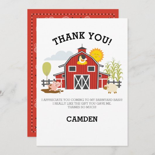 Barnyard Bash Dankkaart Bedankkaart (Voorkant / Achterkant)