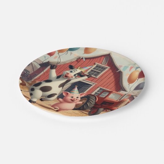 Barnyard Bash Disposable Plates 🐷 🍽️ Papieren Bordje (Gekanteld)