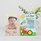 Barnyard Bash Farm Animals 1st Birthday Foto Kaart (Staand voorkant)