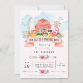 Barnyard Bash Farm Animals 1st. Birthday Party Inv Kaart (Voorkant)