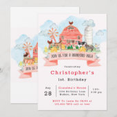 Barnyard Bash Farm Animals 1st. Birthday Party Kaart (Voorkant / Achterkant)